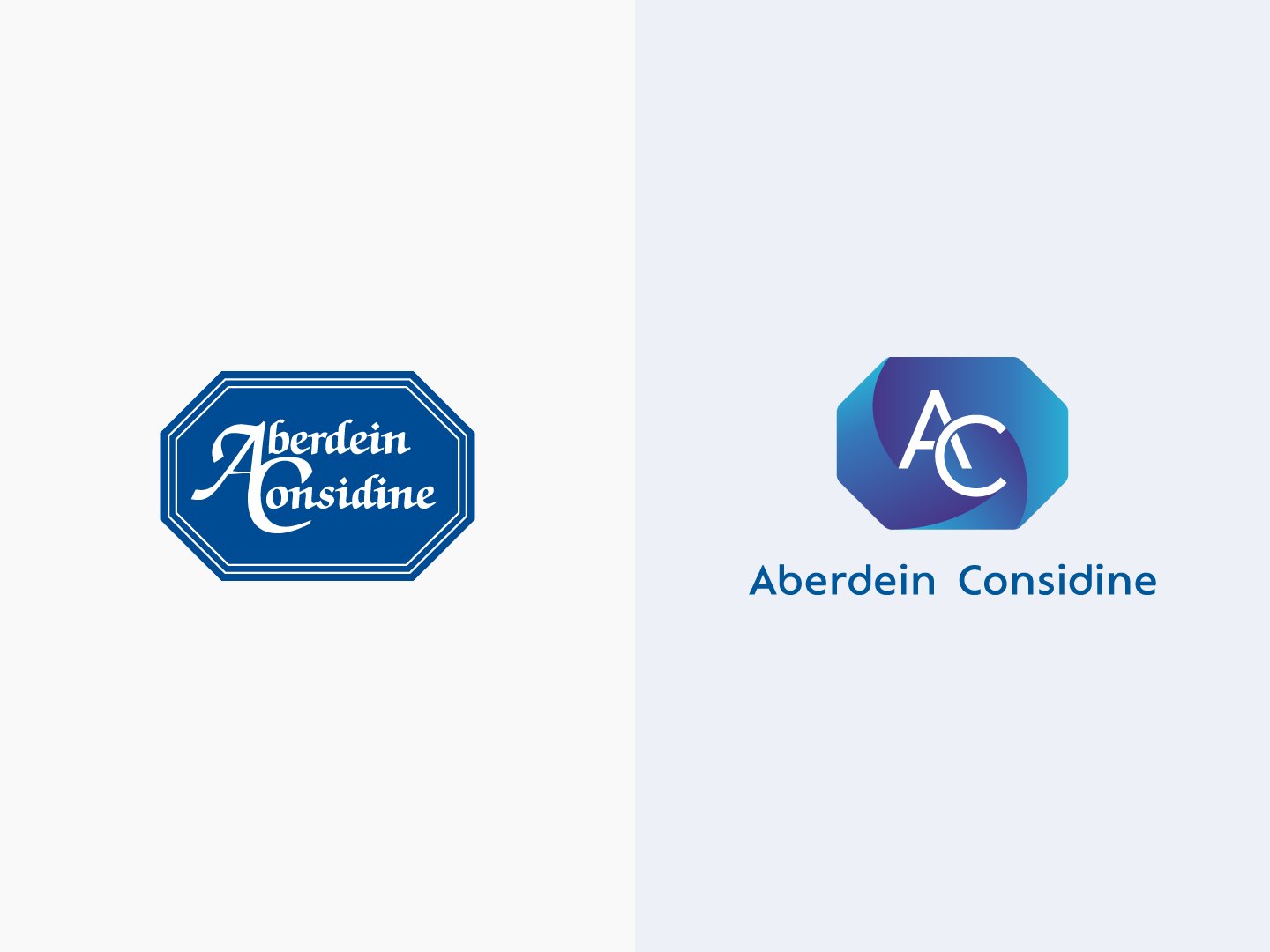 Aberdein Considine identity shown before and after the rebrand
