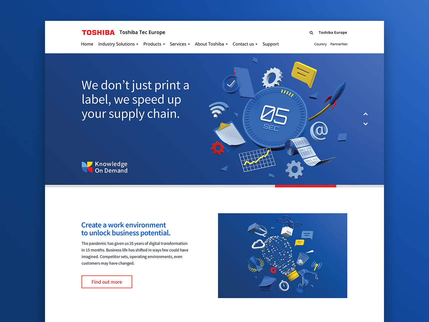 The campaign running on the Toshiba Tec Europe website